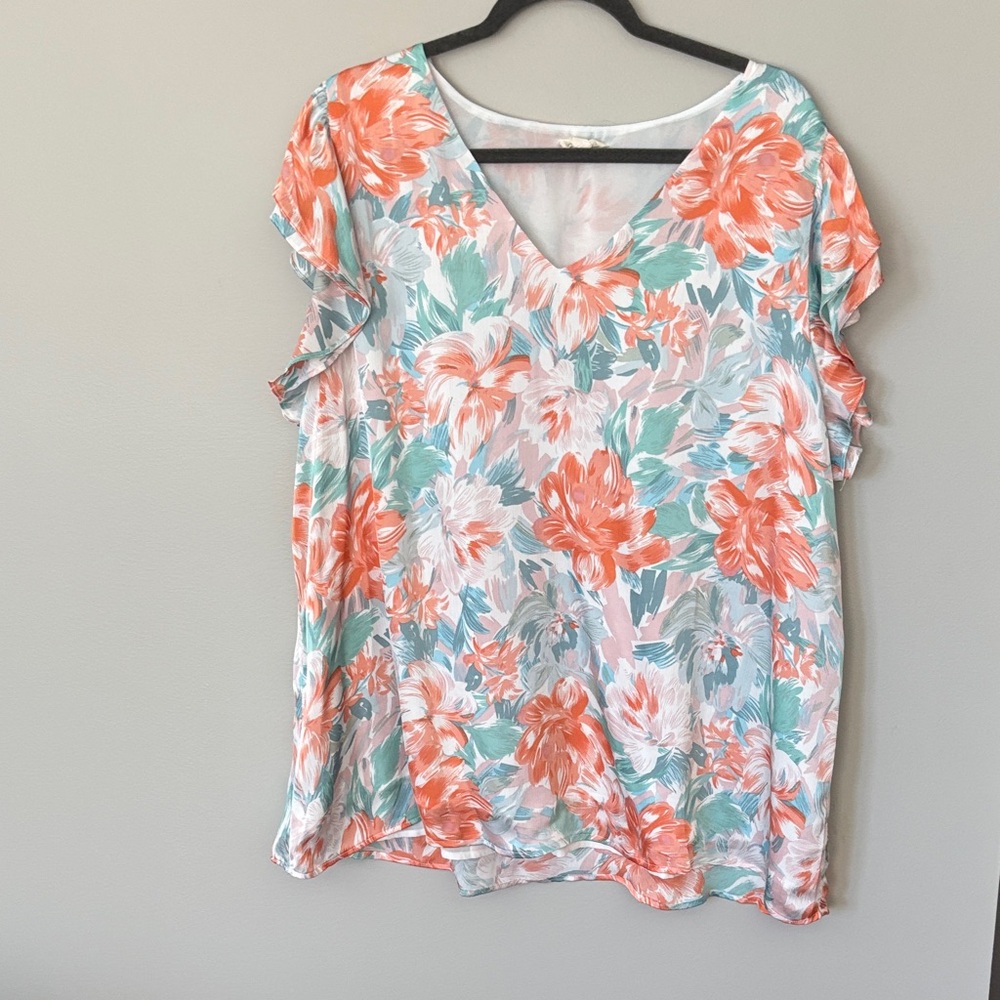 Vibrant Floral V-Neck Blouse